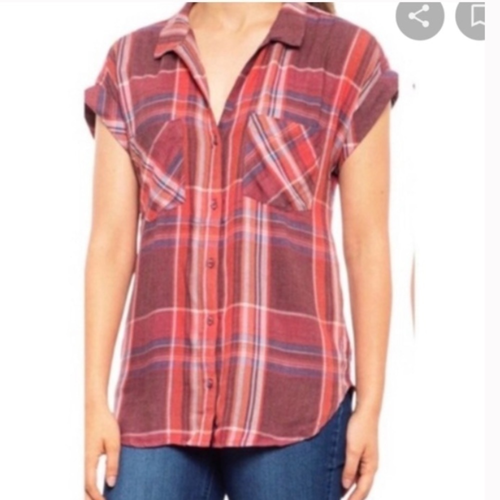 Price is firm CLOTH & STONE Red Plaid Button Down Shirt Size Medium